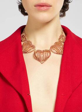 速卖通跨境新品红钻爱心项链欧美高级感水钻耳环女士配饰necklace