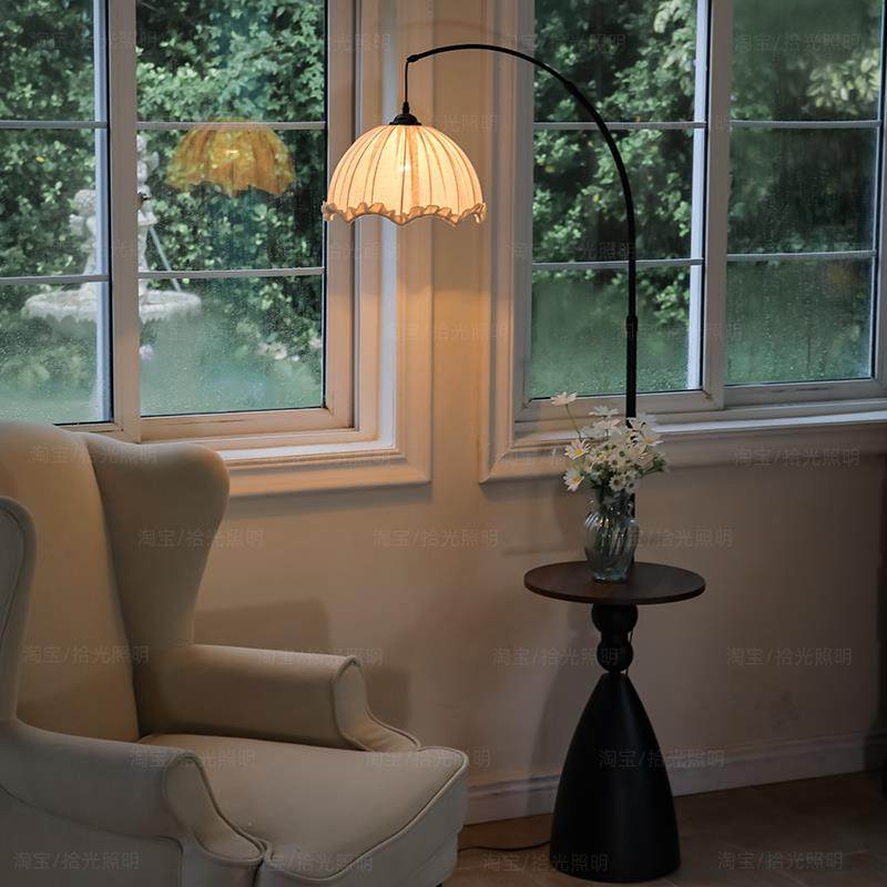 法式覆古落地灯客厅沙发旁高级感氛围装饰置物架卧室书房立式台灯