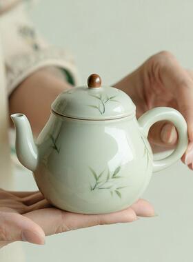 纯手绘筱竹梨型壶家用简约茶壶陶瓷小号泡茶壶茶杯功夫冲泡茶