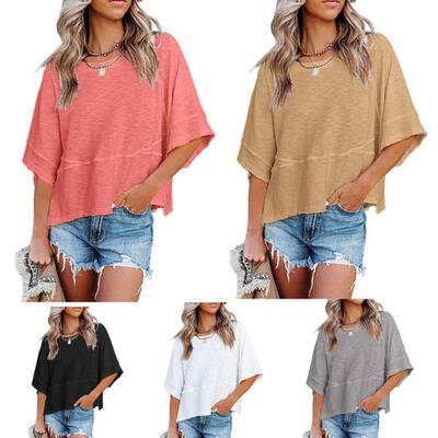 Womens Summer Casual Crewneck Batwing Half Sleeve T-Shirts
