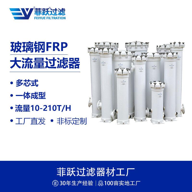 菲跃多芯玻璃钢保安过滤器流量10-210T/H精度1微米大流量过滤器
