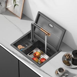 尼洛施缓降盖板迷你小水槽隐形洗杯槽西厨吧台岛台茶台小盆洗碗池