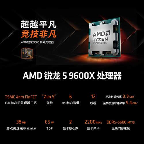 AMD新品AMD9000系列锐龙59600XAM5台式机电脑cpu处理器散片