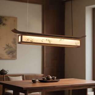 宋代美实禅木餐厅一字学条极简屋檐竹叶意中940国风茶长室高级感