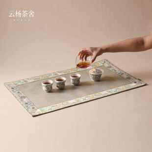 云杨茶舍流光宝绿大茶席中式防水垫子隔热防烫茶桌垫布新款干泡台