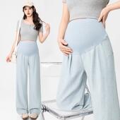 宽裤 外穿休闲 不勒肚子2025新款 直筒奶芙裤 孕妇裤 孕妇夏装 夏薄款