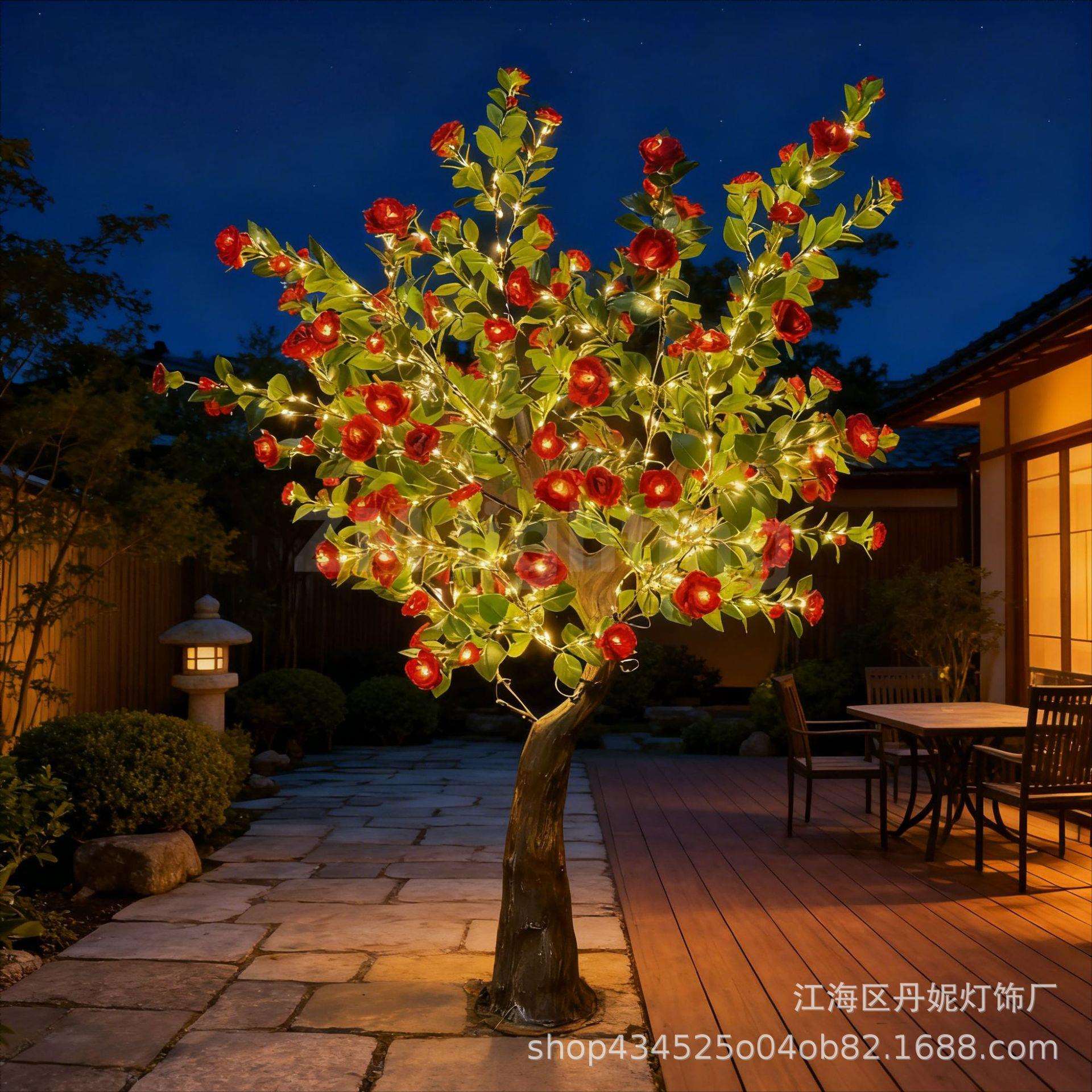LED仿真发光玫瑰花树桃树景观灯公园广场商场亮化圣诞装饰造型灯