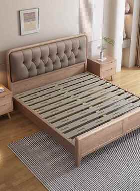 白蜡木实木床主卧室现代约简1UIK米8双人婚北欧床床宿酒店民1米5