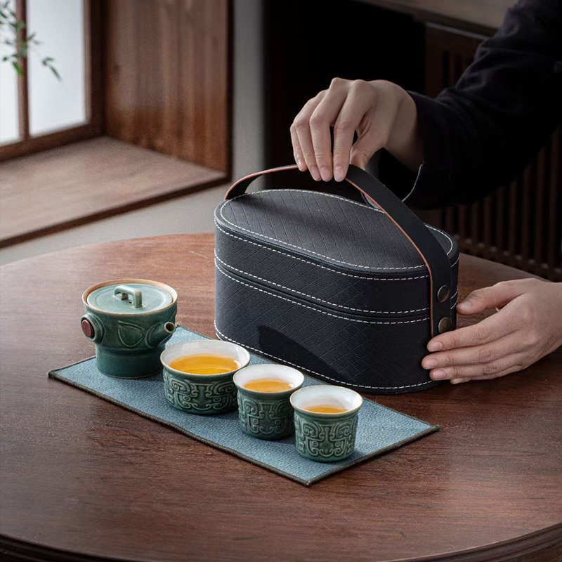 聿君集三星堆旅行茶具户外露营便携式快客杯家用办公茶具套装