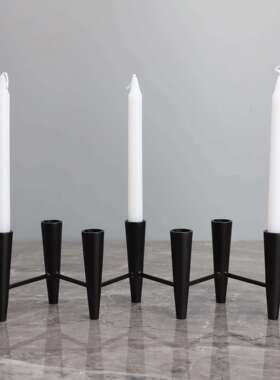 创北欧奢黑色Z型烛台样板间家居客厅桌面玄意关软0036轻装饰品摆