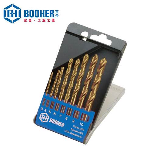 Booher宝合工具8件套高速钢镀钛直柄麻花钻BH1400201