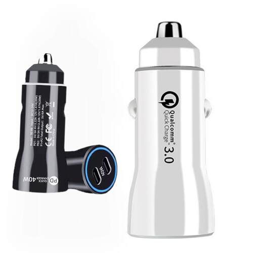 车载充电器 PD车充38W新款QC3.0双usb快充闪充type-c 汽车车充