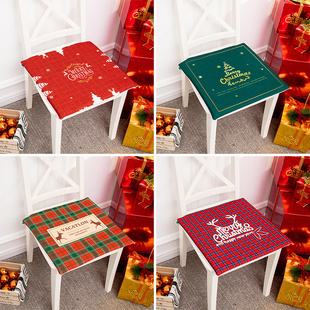 家用餐厅椅垫新年红圣诞装扮坐垫学生办公室座椅隔凉防潮棉麻屁垫