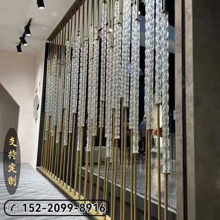 不锈钢水晶球玻璃柱灯光挂片玻璃屏风酒店大堂别墅网红定制隔断
