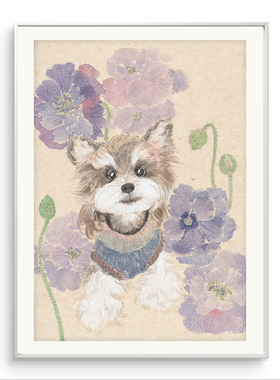 艺术家黄峰霞《静待风来》萌宠系列限量版画儿童房餐厅卧室挂画