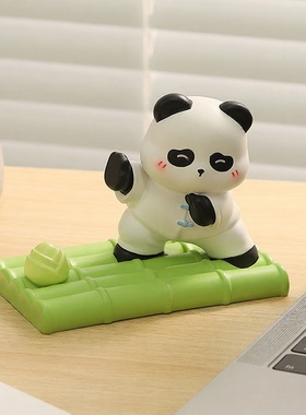 创意国潮熊猫树脂手机装饰摆件