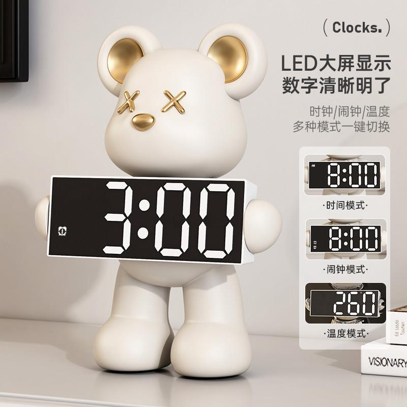 暴力熊电子时钟桌面客厅意创摆件卧室床柜夜光台式ZM12014数显字
