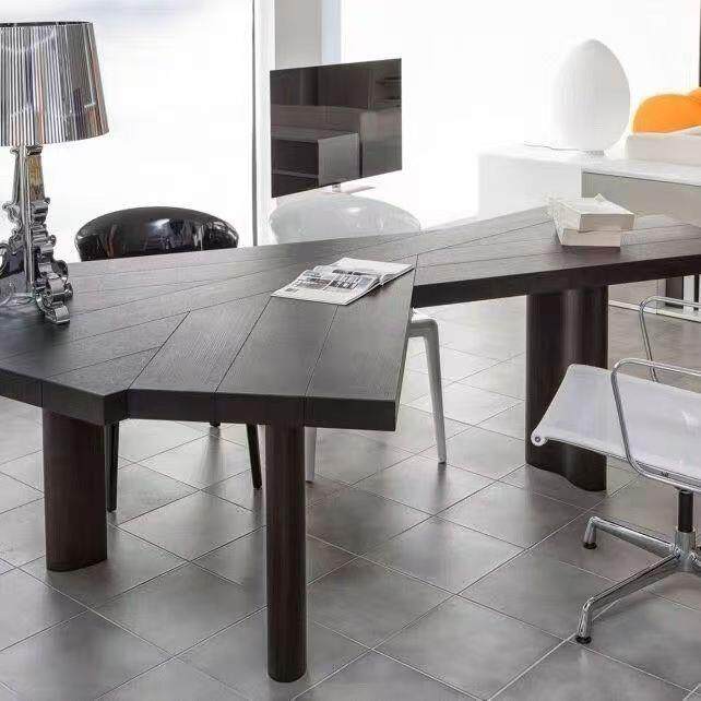 新简约现代实木电脑桌轻奢风极简异形工作台办公桌老板桌书桌茶桌