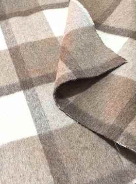顺现货羊毛双FIQ面毛格子面料外套大料服装面粗纺毛衣呢布料