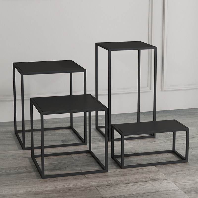 北欧铁艺小茶几简约家用沙发边几创意小桌子组合高低展示架置物架