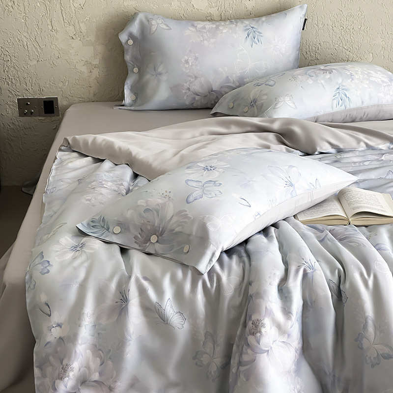 四冰床上用品精美式感罩件套被套床单田园丝60s凉印花夏季天丝4兰