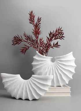 欧式白柜IES色树卧脂扇形海螺花器摆件样板房电视卧书房室室客厅