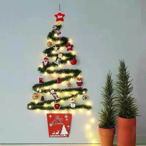 DIY Wall mountedChristmas Tree Decorative Light with圣诞藤条