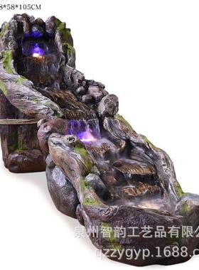 石磨公喷泉假厅山流店水摆件落地庭院客水景酒办室ZSA流水生财装