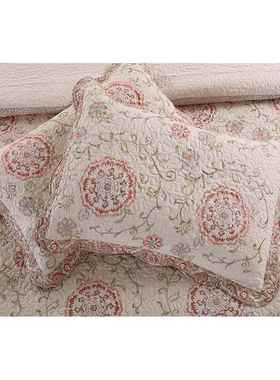 纯棉床盖14179三件套全棉绣花绗缝被单单件新夏被衍缝被水防滑加