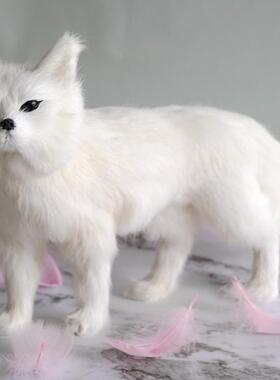 狐狸摆件堂口用品胡家真身玩偶真皮毛手工艺白狐红狐黑狐黄狐站立