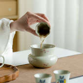 昌朴居草木灰纯手绘粉兰花圆口建水陶瓷茶洗茶渣缸水盂家盖碗茶具