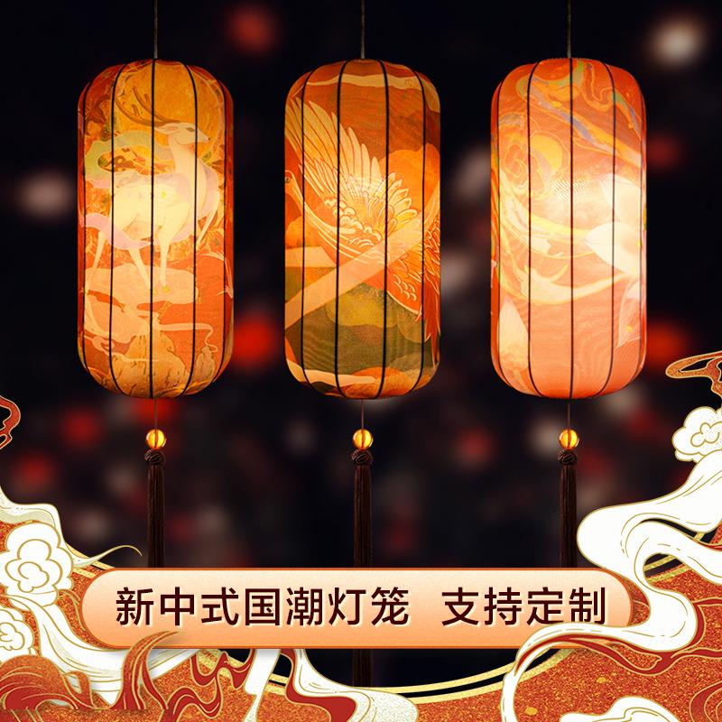 中式国潮灯冬瓜弹力布笼挂饰户外景点街道场景装饰吊灯墙布置宫灯