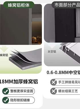 餐边子厨房储物柜靠墙一体多柜收柜纳简易玻璃铝层餐边柜合金酒柜