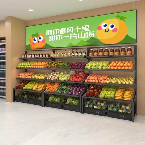佳晨信生鲜水果店货架展示架单面靠墙超市便利店蔬菜货架小型店铺