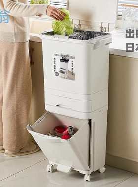 xNE厨房垃圾桶家用厨余分类带盖大容量高款双层干湿分离专用大号