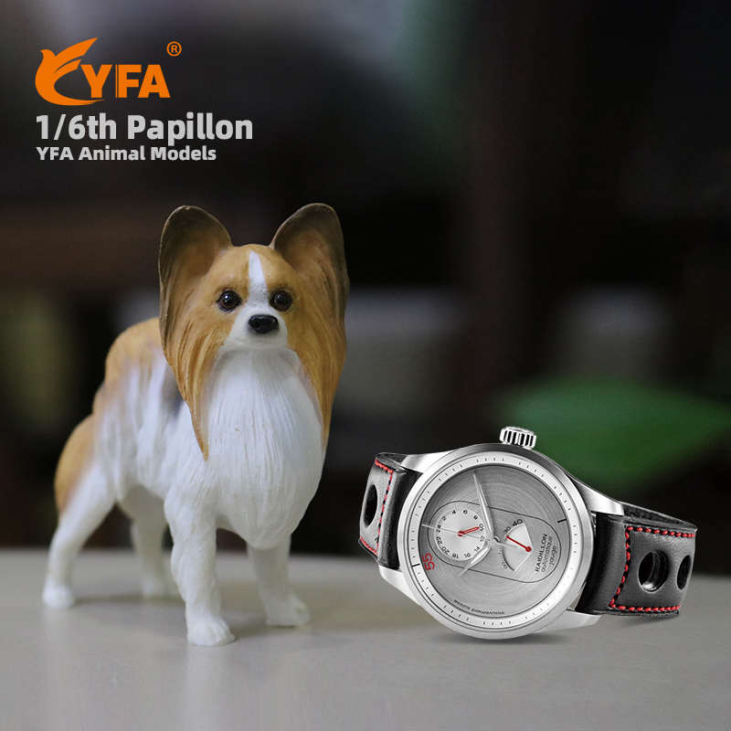 吉佳美YFA直销迷你蝴蝶犬狗模型仿真蝶耳犬摆件巴比伦车载工艺品