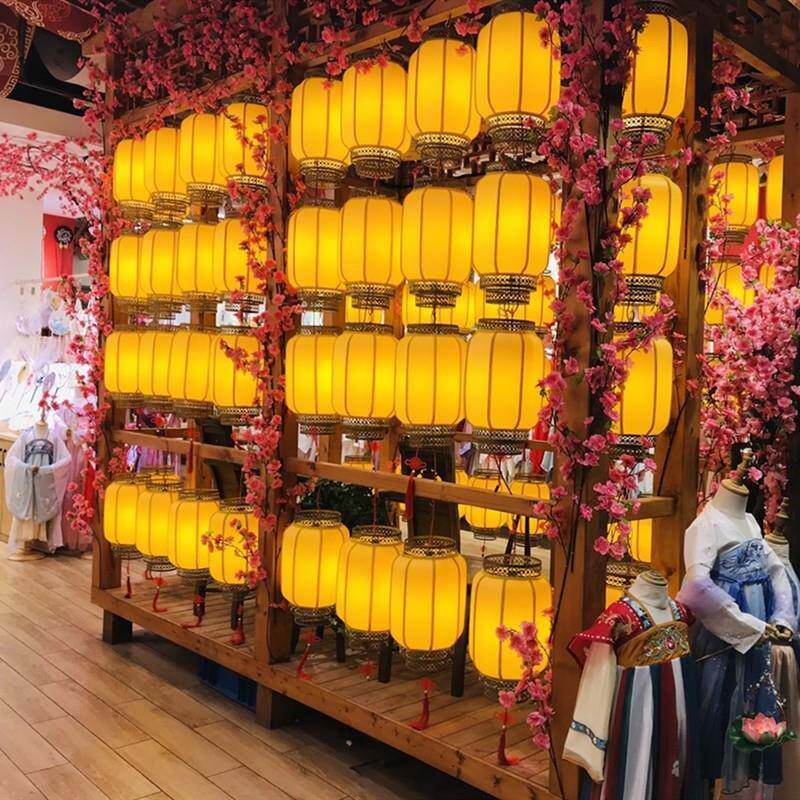 古风拍照灯笼户外防水餐厅饭店火锅店新中式仿古装饰长形冬瓜灯笼