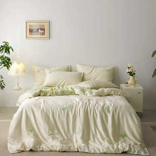 高级儿童感轻三件套被套床床单天件套刺绣丝奢卡通四笠夏季60s