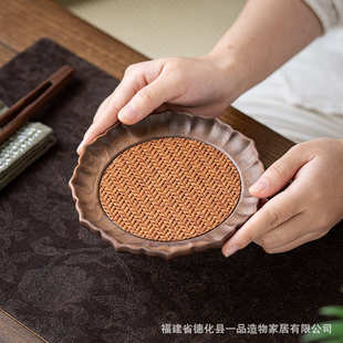 胡桃木壶承茶壶托壶垫茶承养壶底座藤编垫茶垫干泡垫高档茶具托盘