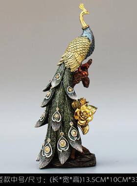 新款欧式装奢华孔雀摆件婚家居软玄饰品关客厅工艺品电视柜摆设结