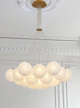 全光谱护眼球灯泡泡32337卧室吊灯法式现代魔豆月云玻球璃客彩厅