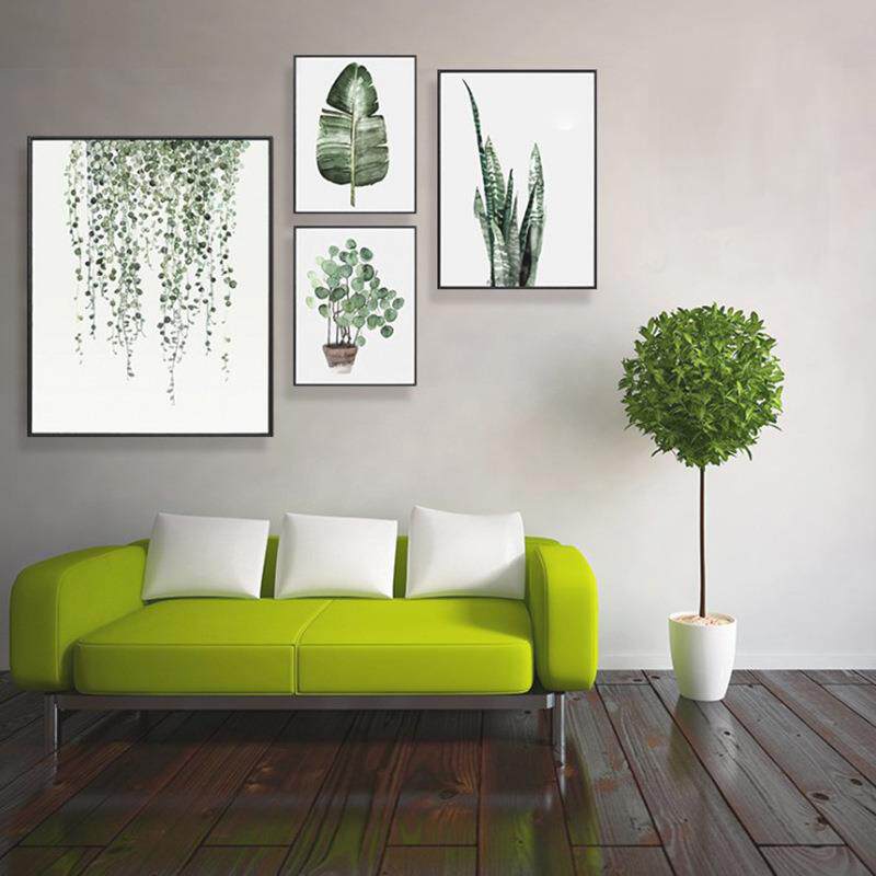 新款直销北欧植物客厅挂画现代家居有框画绿色 小清新沙发背景墙