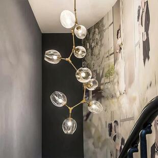 直销新款 北欧后现代简约客厅餐厅卧室吊灯创意轻奢魔豆分子玻璃吊