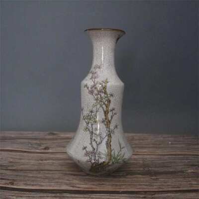 包邮清乾隆粉彩踏雪寻梅图花瓶宝塔瓶景德镇仿古陶瓷家居装饰摆件