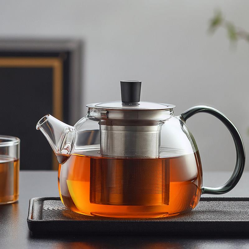 绿珠玻璃茶壶耐高温大容量耐热煮茶壶泡茶家用烧水壶茶具套组单壶