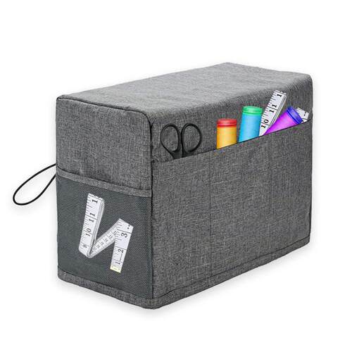 Sewing machine dust cover with storage bag, foldable sewing