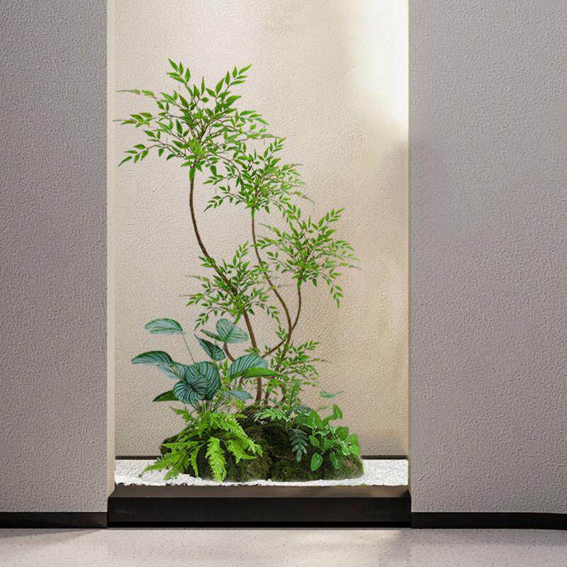彷真绿色植物南天竹造景组合橱窗装饰阳台假植物景观玄关室内氛围