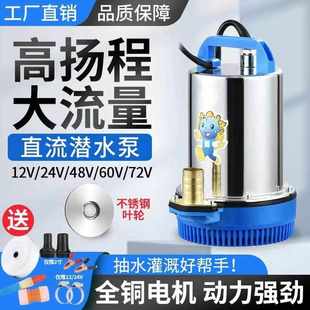 电电动车抽水泵电瓶车大流抽水机家用专用直流农田取电瓶潜水泵量