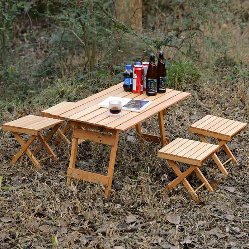 户烤外木实桌便携1折叠桌露营烧小桌自子驾游置物架野餐桌