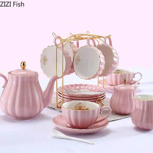 Light Coffee Cup and Saucer Set Milk Pot Sugar Pot Coffee Ap